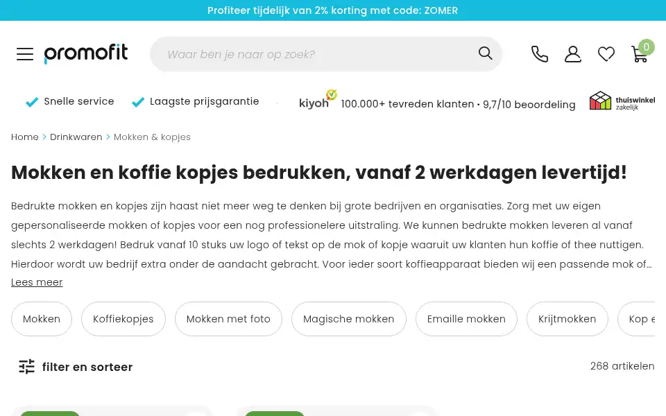Screenshot of promofit.nl