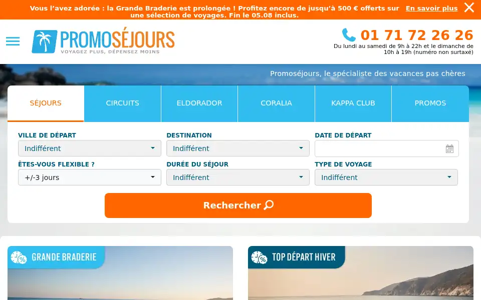 Screenshot of promosejours.com