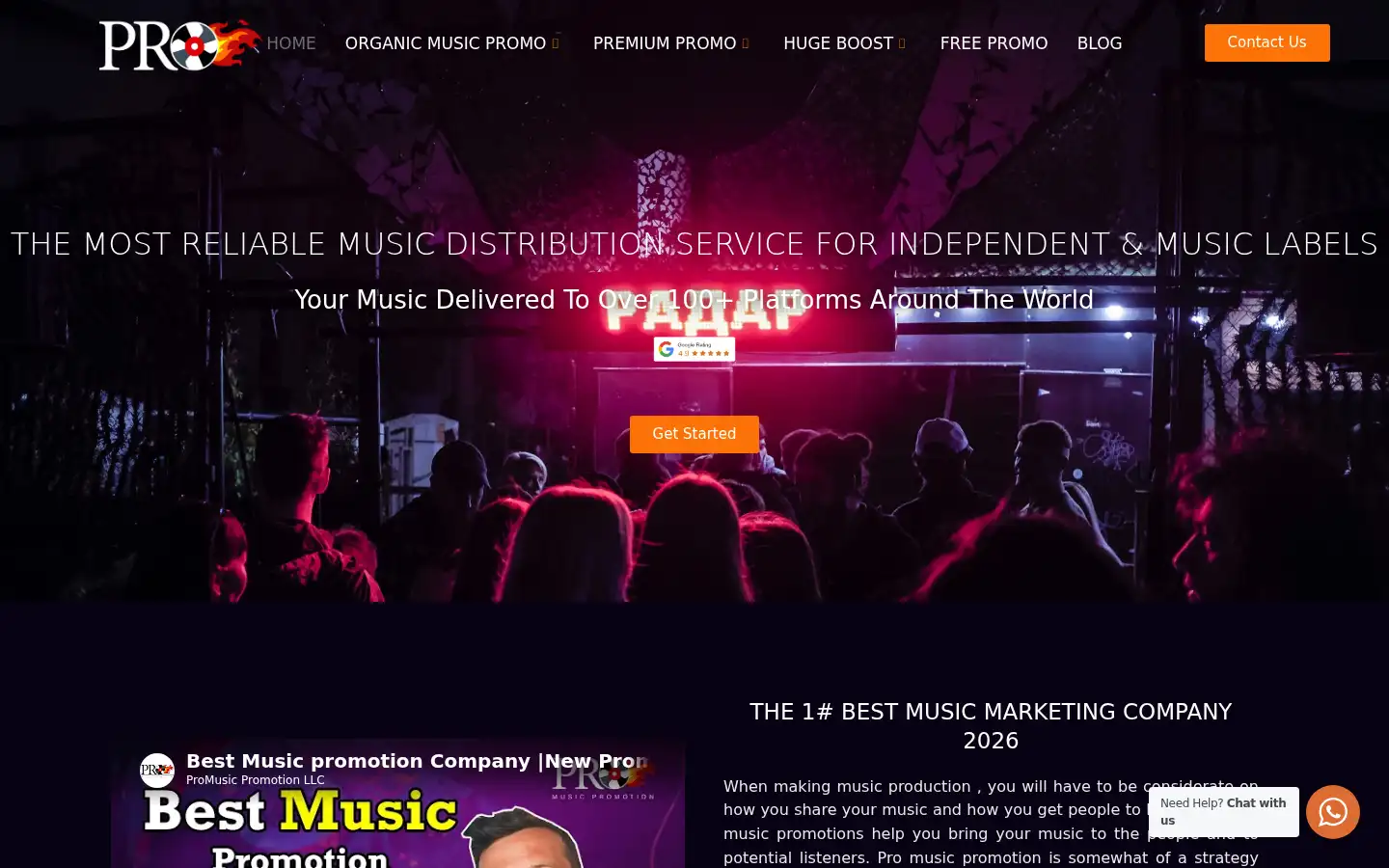 Screenshot of promusicpromotion.com