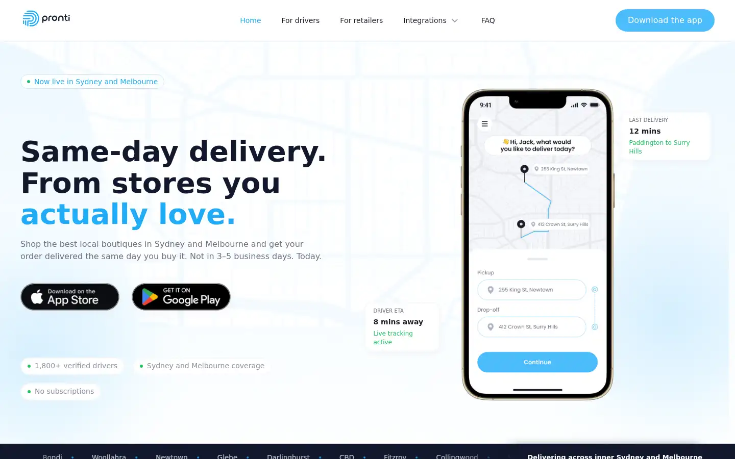 Screenshot of pronti.au