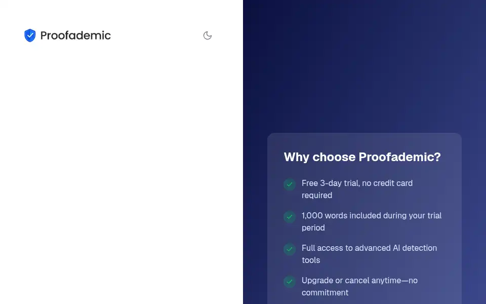 Screenshot of proofademic.ai