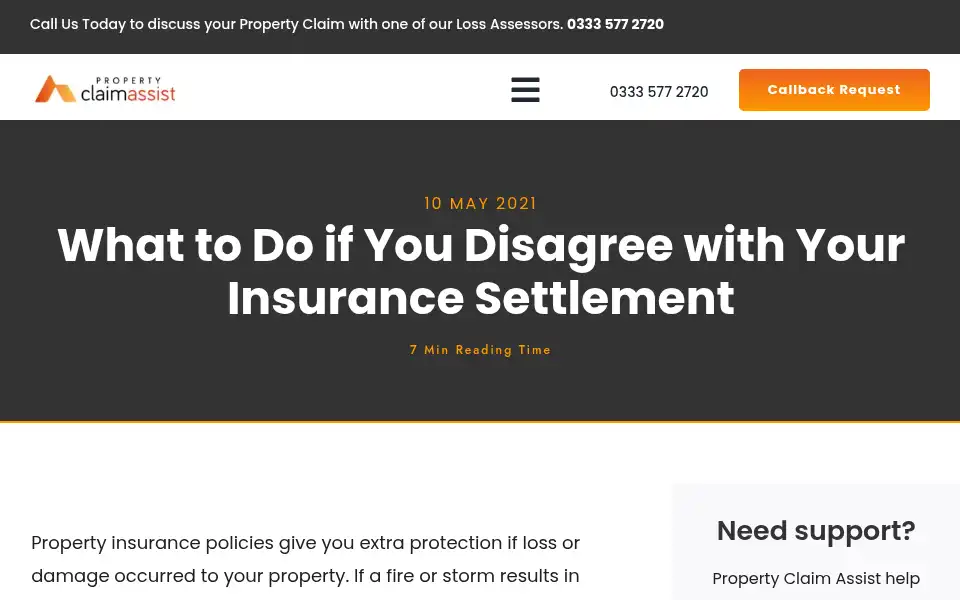 Screenshot of propertyclaimassist.co.uk