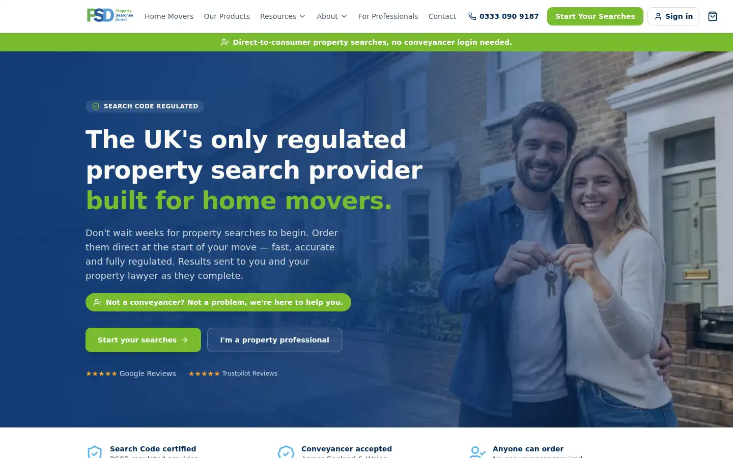 Screenshot of propertysearchesdirect.co.uk