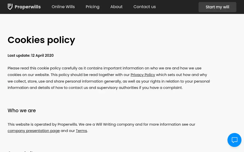 Screenshot of properwills.com