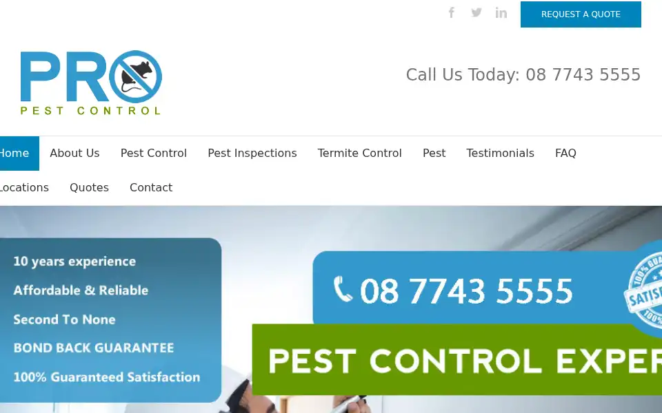 Screenshot of propestcontroladelaide.com.au