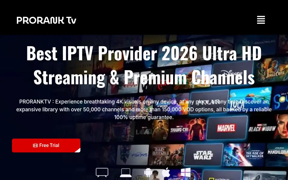 Screenshot of proranktv.com