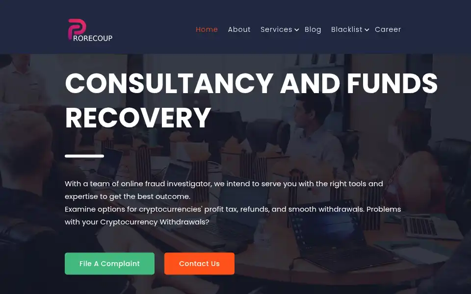 Screenshot of prorecoup.com