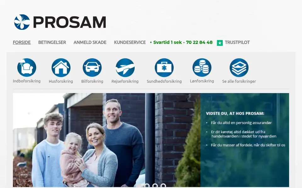 Screenshot of prosam.dk