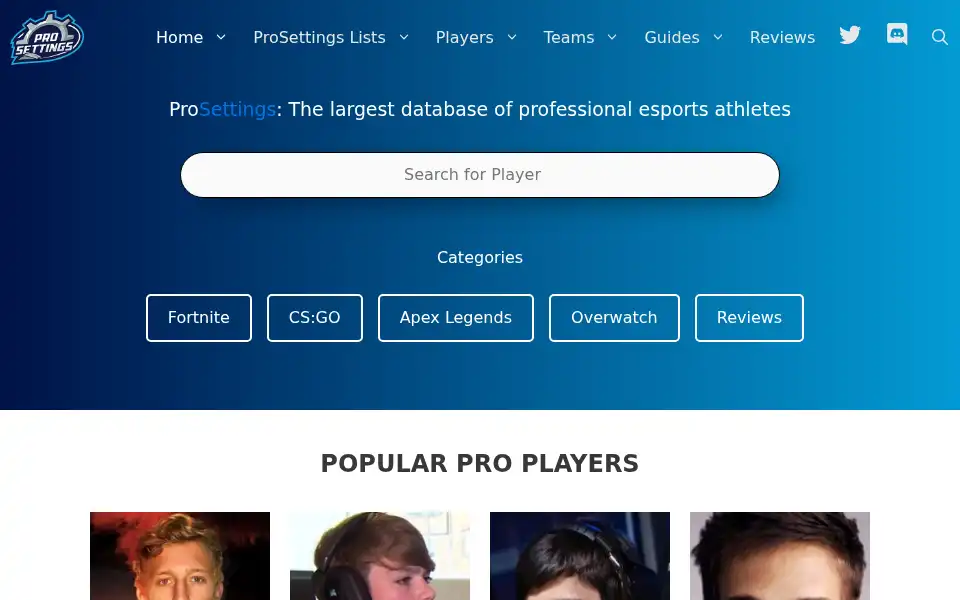 Screenshot of prosettings.com