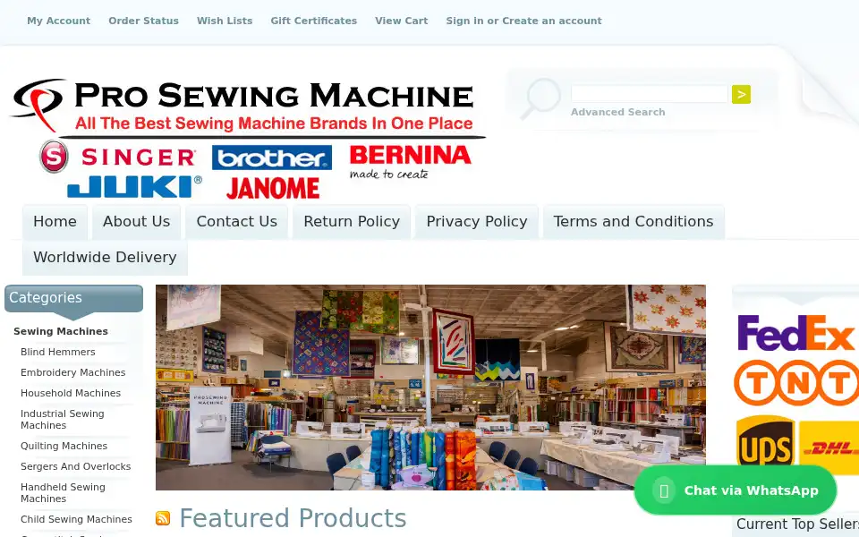 Screenshot of prosewingmachine.com