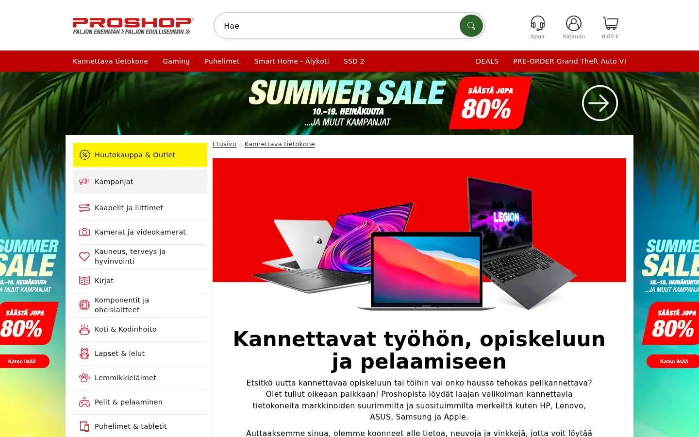 Screenshot of proshop.fi