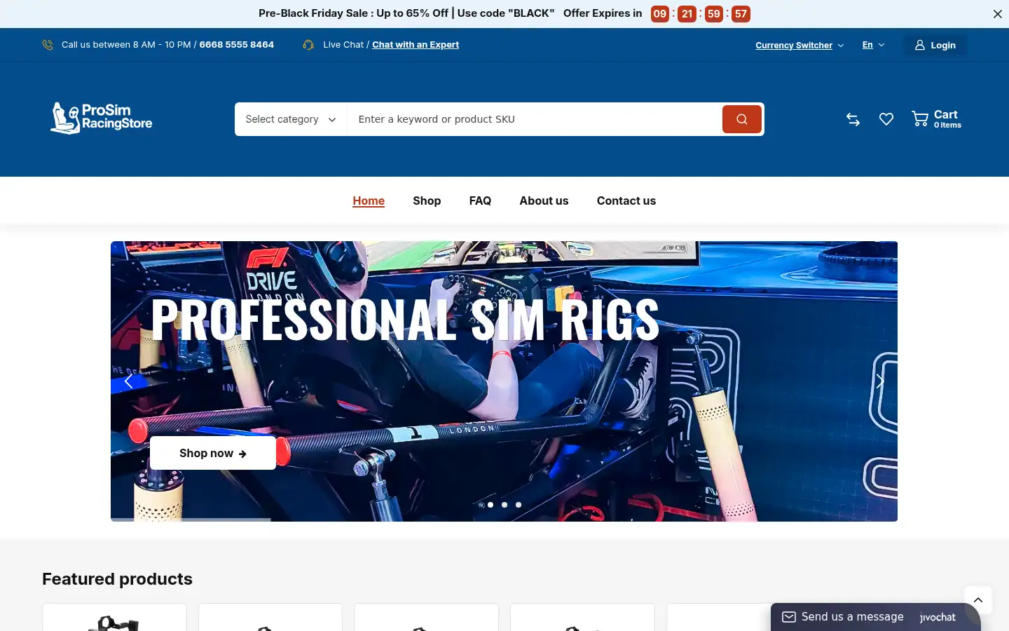 Screenshot of prosimracingstore.com