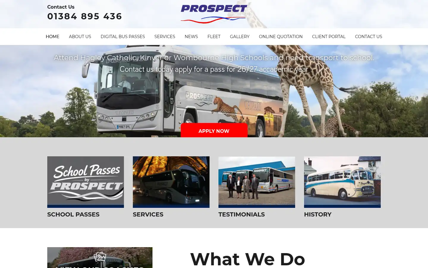 Screenshot of prospectcoaches.co.uk