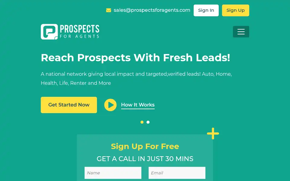 Screenshot of prospectsforagents.com