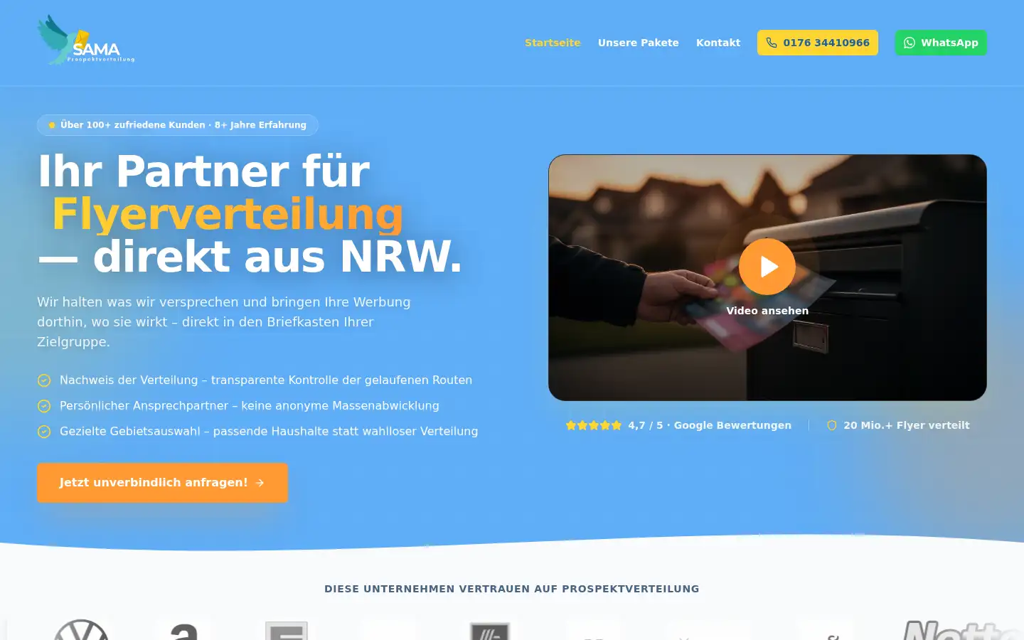 Screenshot of prospektverteilung-sama.de