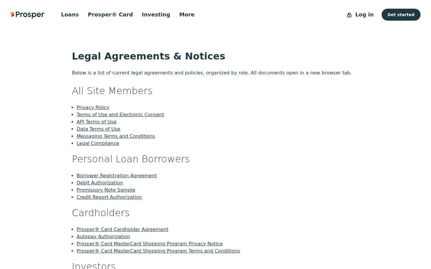 Screenshot of prosper.com