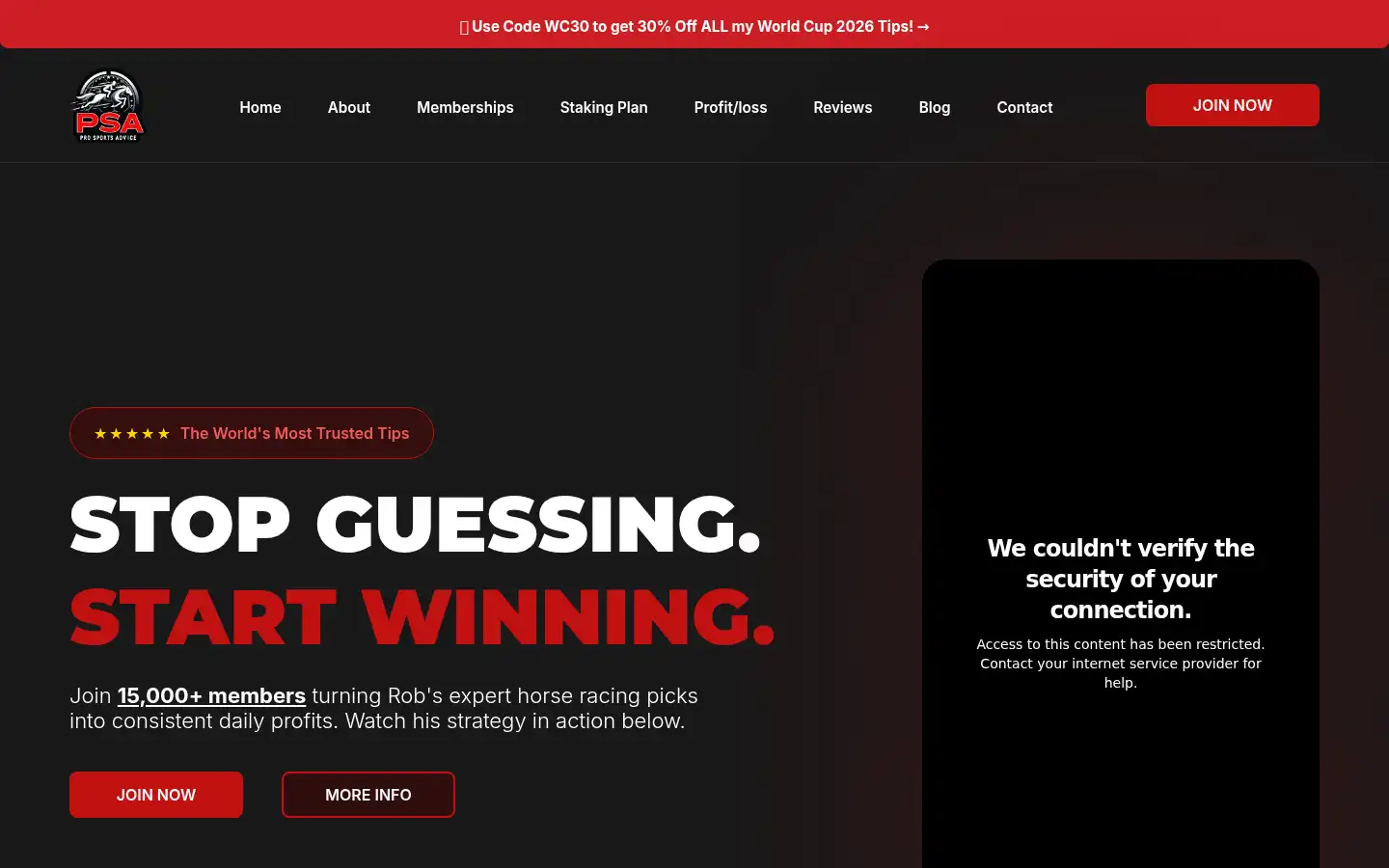 Screenshot of prosportsadvice.com