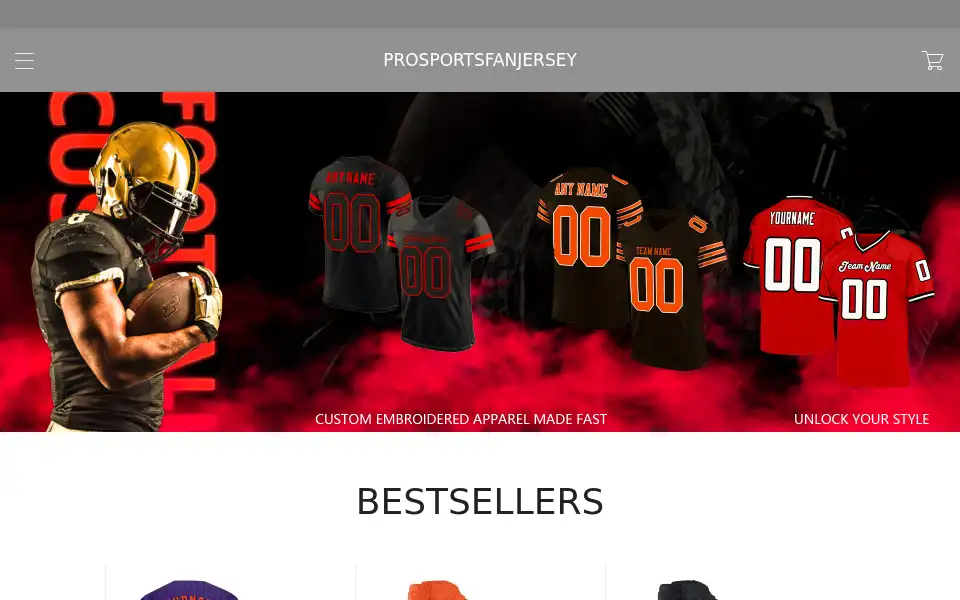 Screenshot of prosportsfanjersey.com