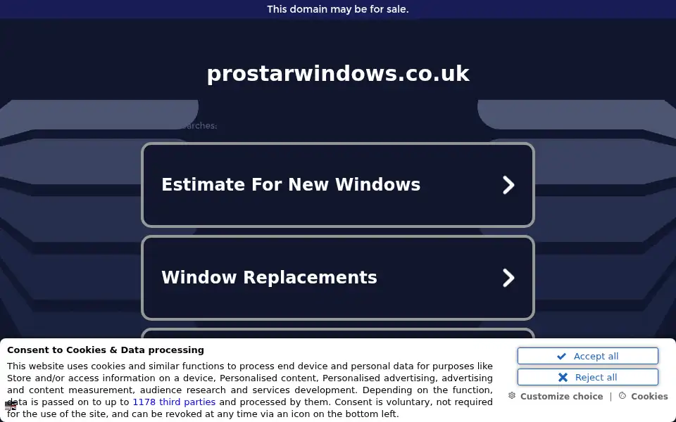 Screenshot of prostarwindows.co.uk