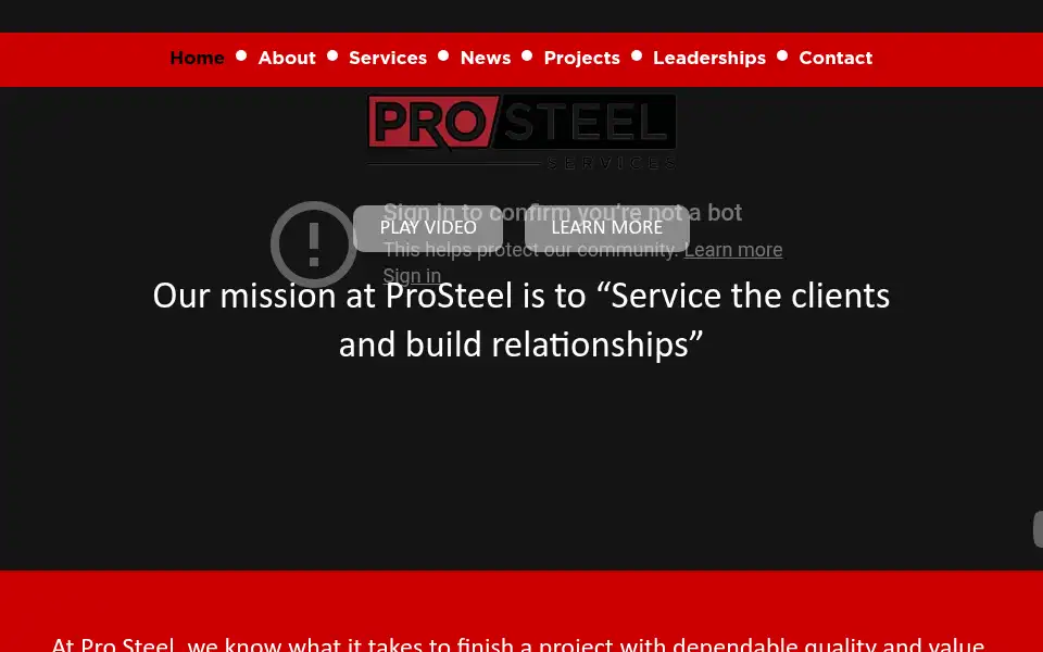 Screenshot of prosteelservices.com