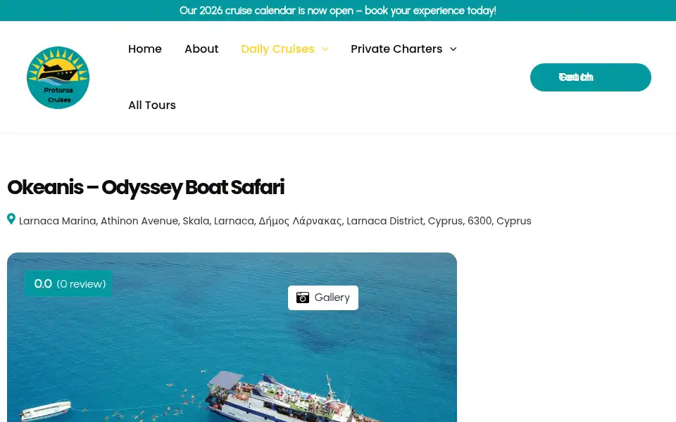 Screenshot of protarascruises.com