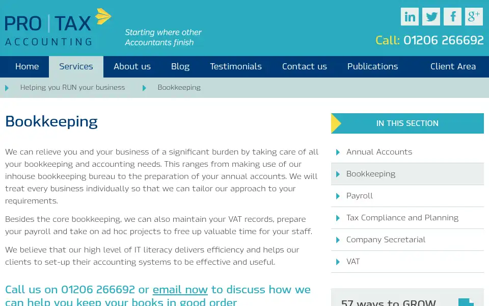 Screenshot of protaxaccounting.co.uk