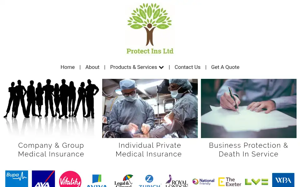 Screenshot of protectinsltd.co.uk
