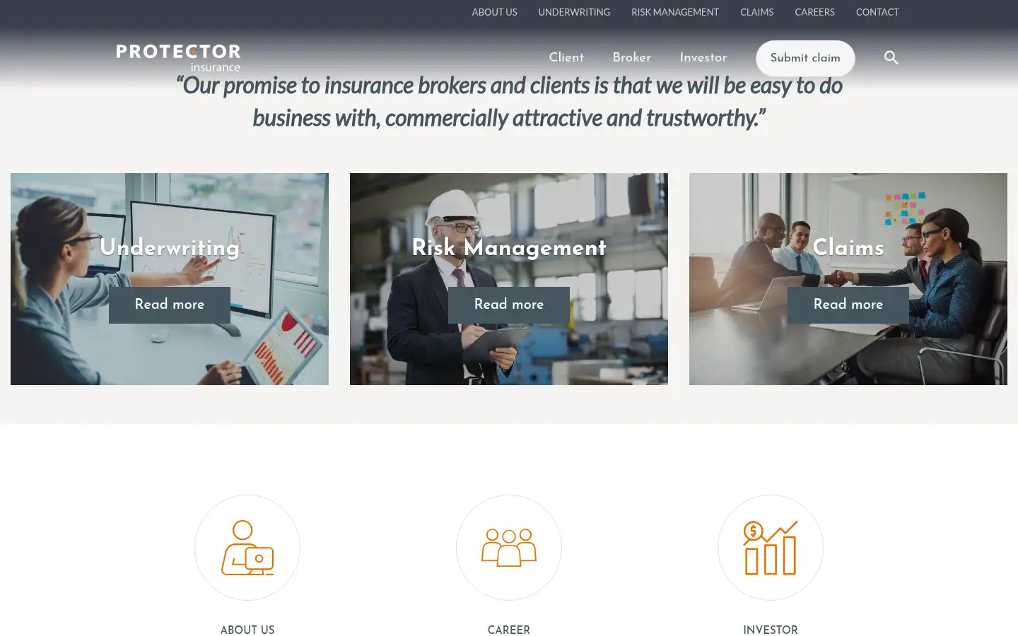Screenshot of protectorinsurance.co.uk