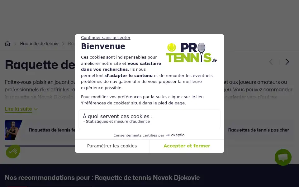 Screenshot of protennis.fr