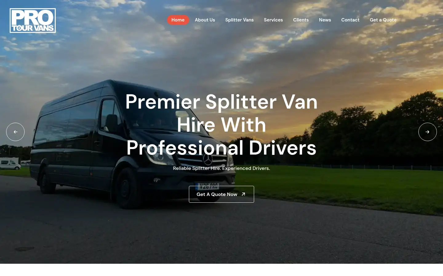 Screenshot of protourvans.com