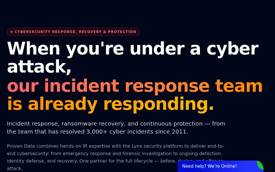 Screenshot of provendatarecovery.com