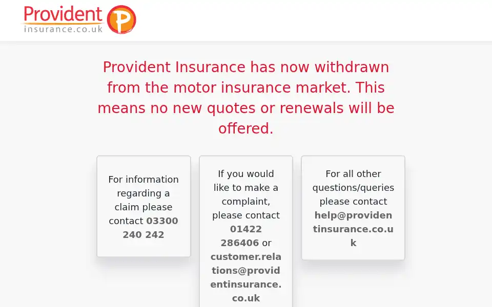 Screenshot of providentinsurance.co.uk