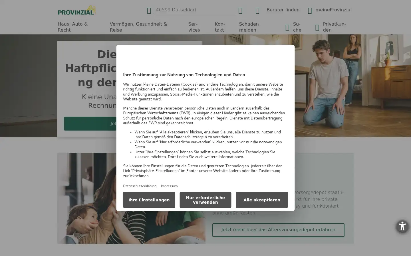 Screenshot of provinzial.de