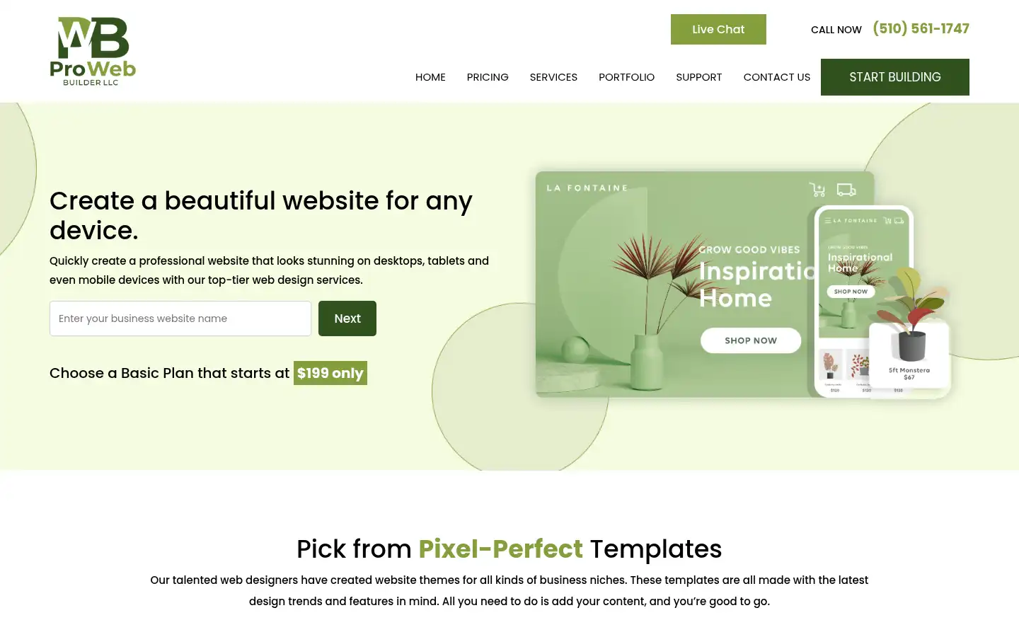Screenshot of prowebbuilderllc.com