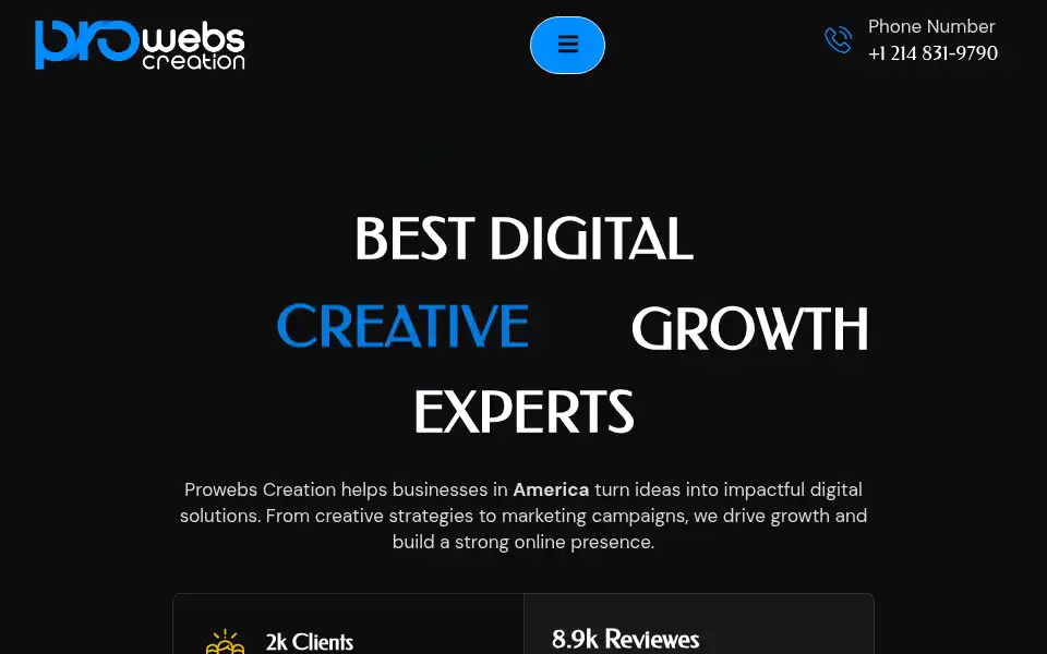 Screenshot of prowebscreation.com