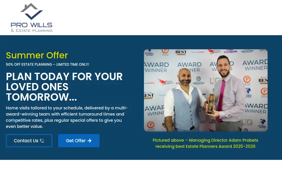 Screenshot of prowillsplanning.co.uk