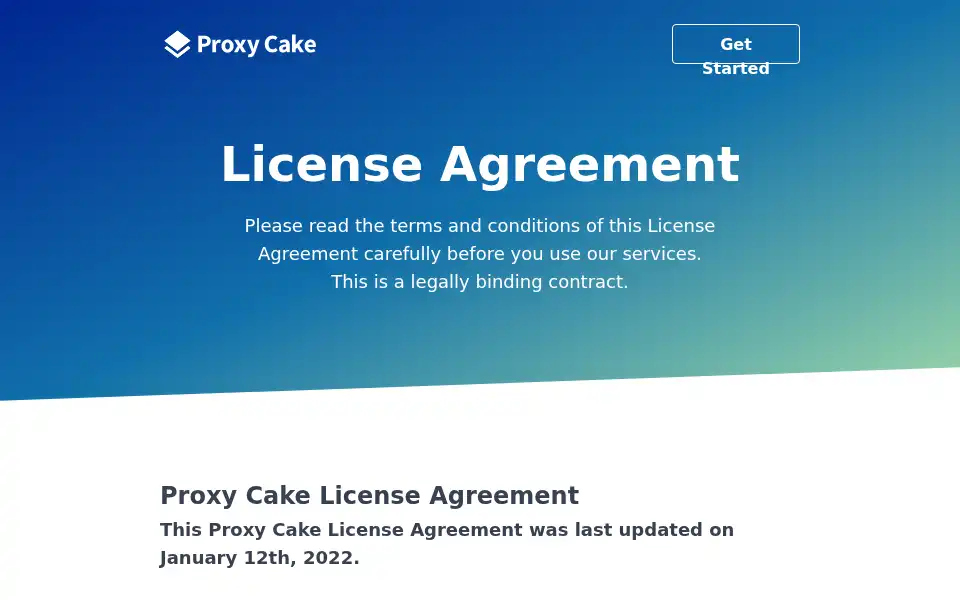 Screenshot of proxycake.com