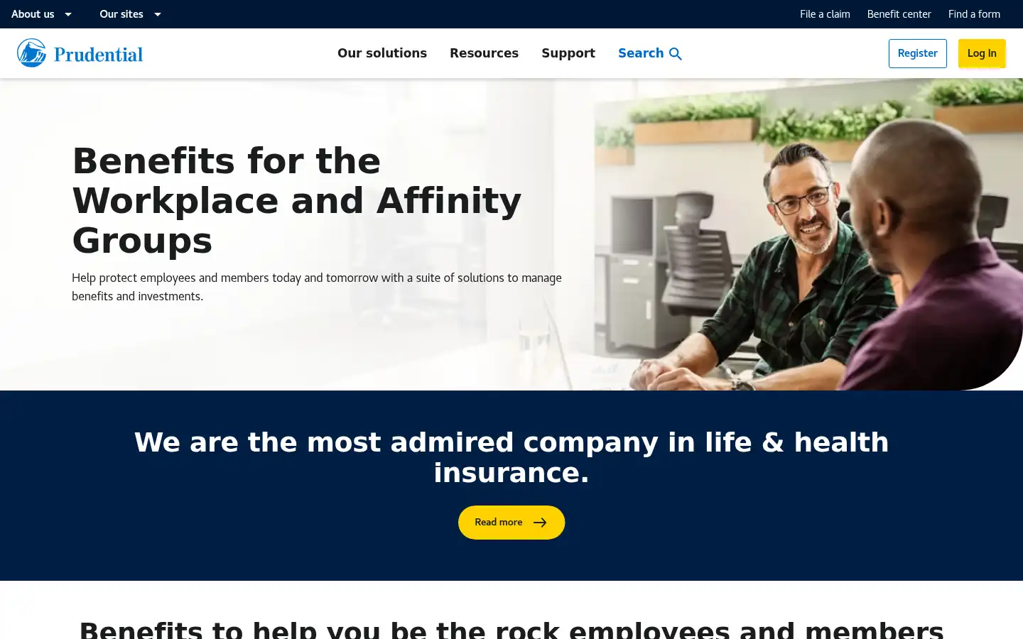 Screenshot of prudential.com