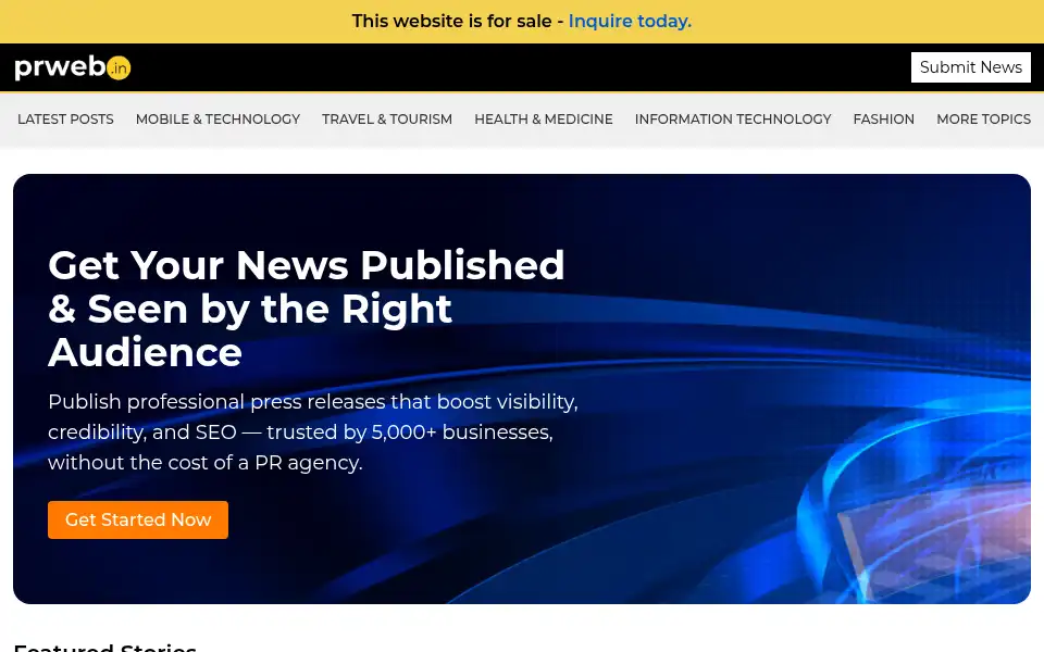 Screenshot of prweb.in