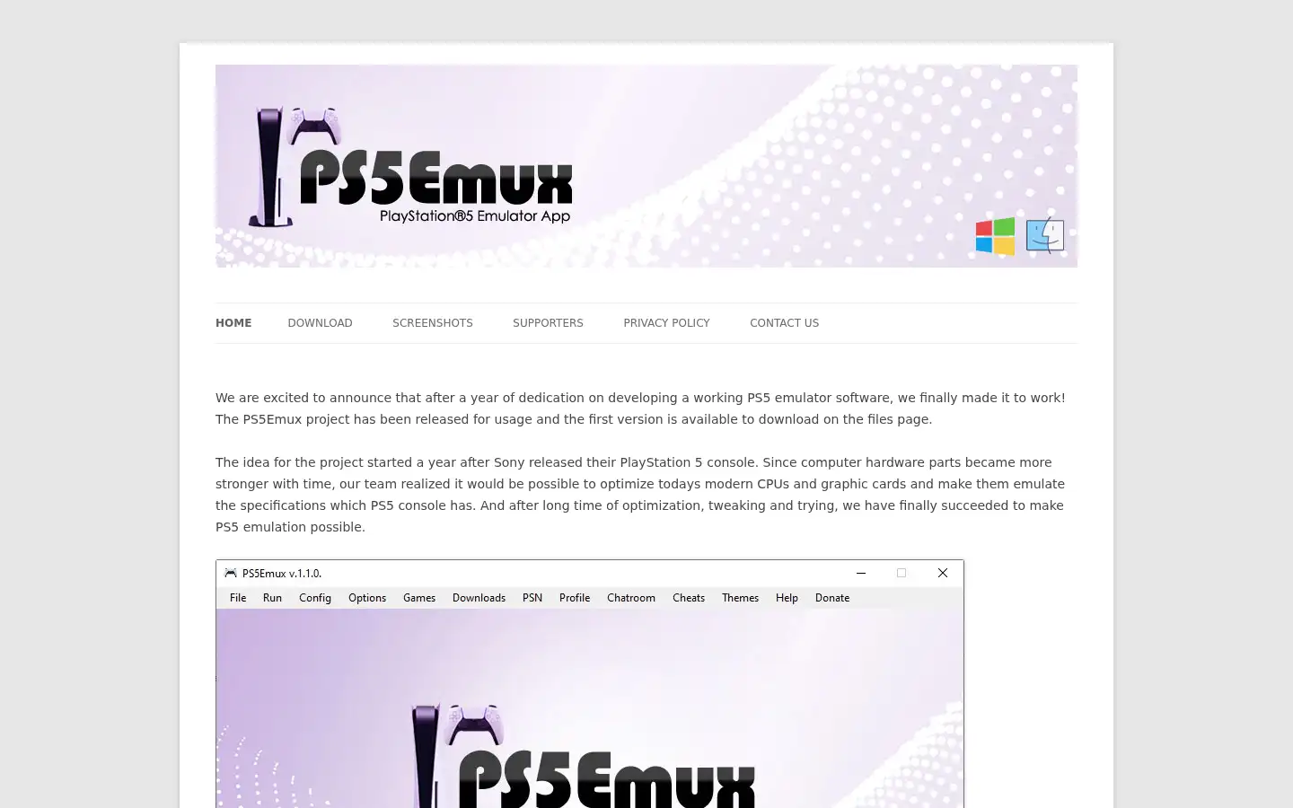 Screenshot of ps5emux.com