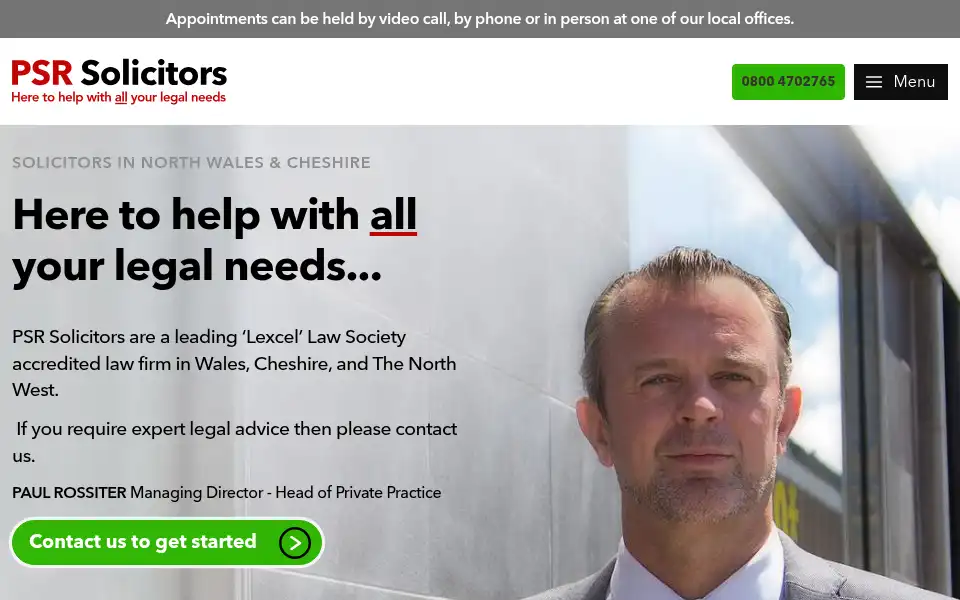 Screenshot of psrsolicitors.co.uk