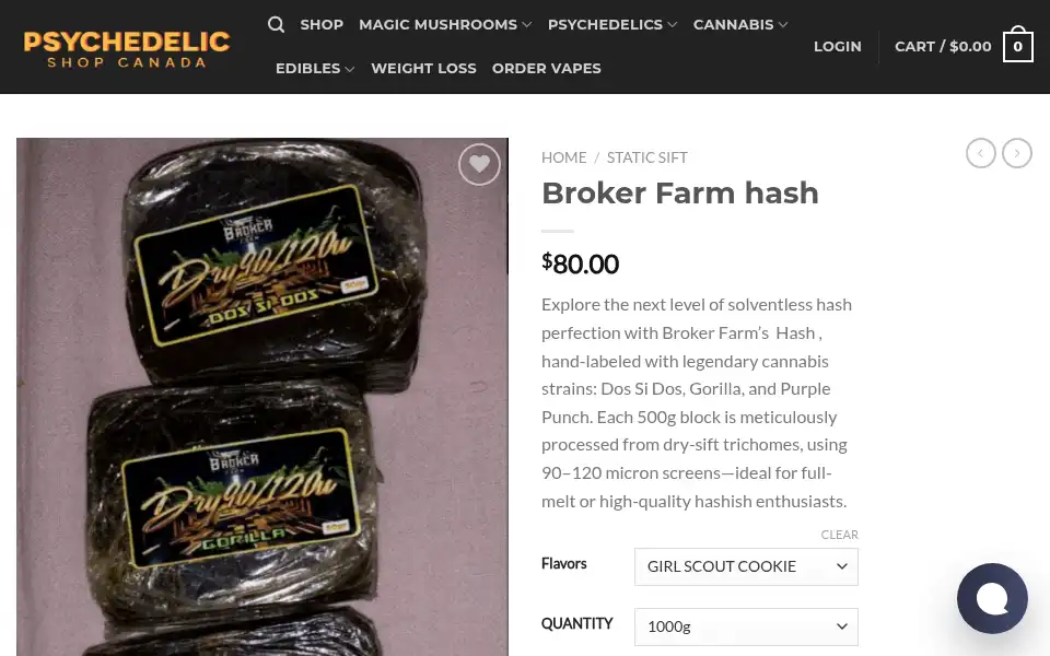 Screenshot of psychedelicshop.ca