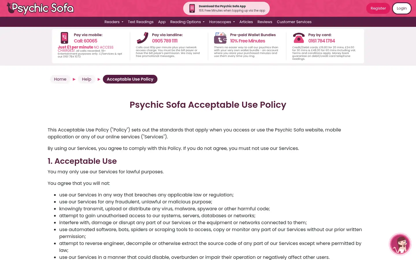 Screenshot of psychicsofa.com