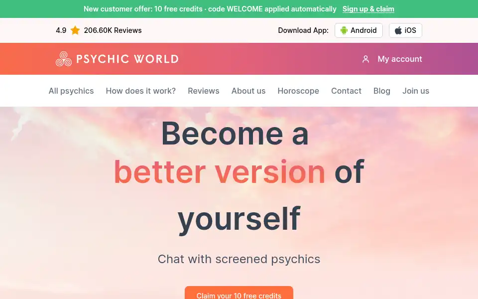 Screenshot of psychicworld.com