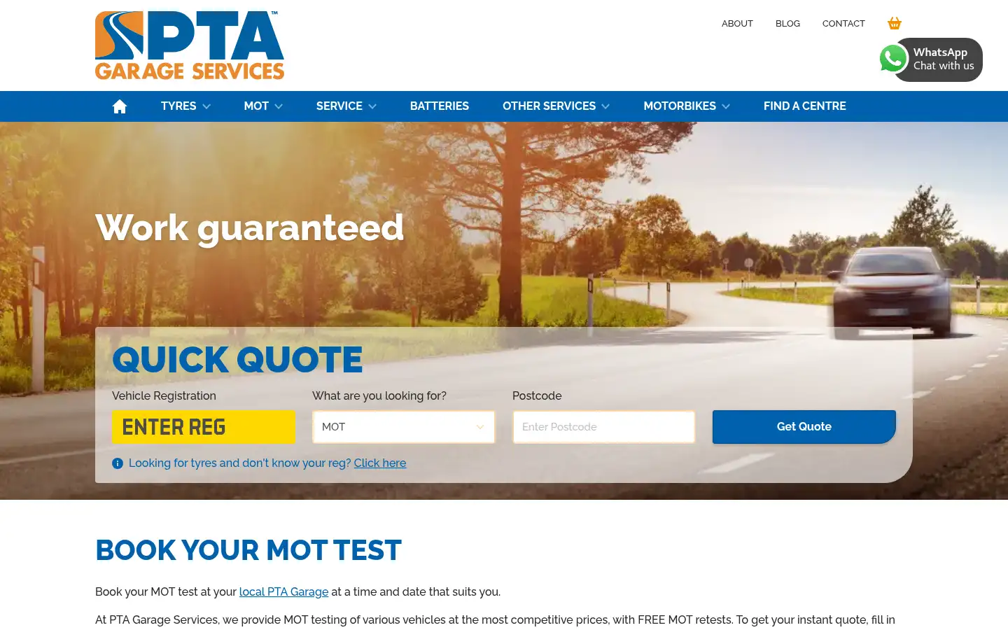 Screenshot of ptagarages.co.uk