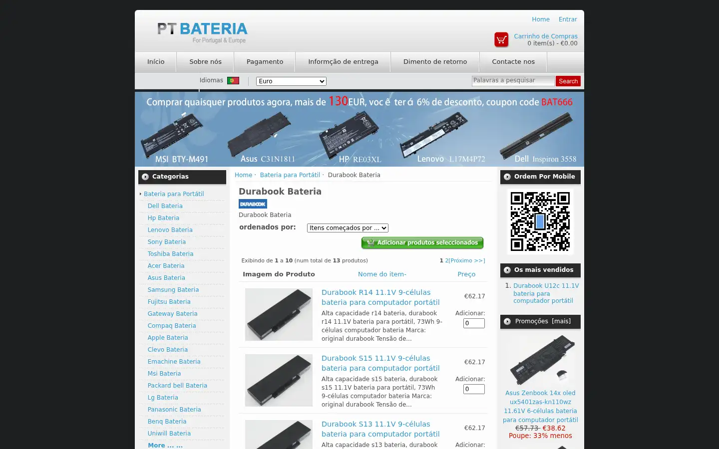Screenshot of ptbateria.pt
