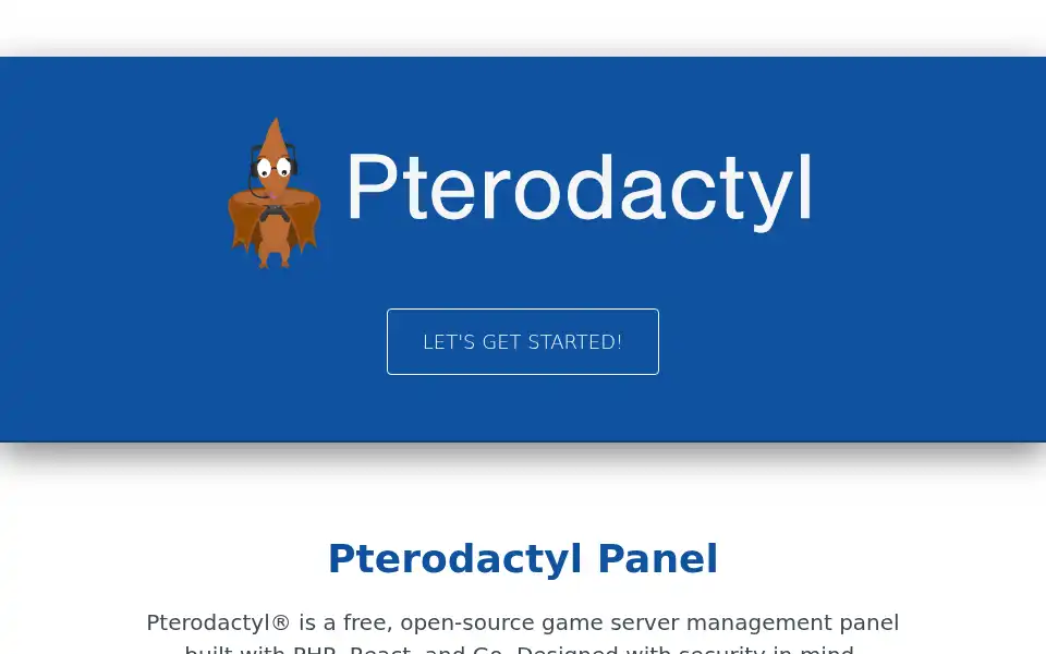 Screenshot of pterodactyl.io