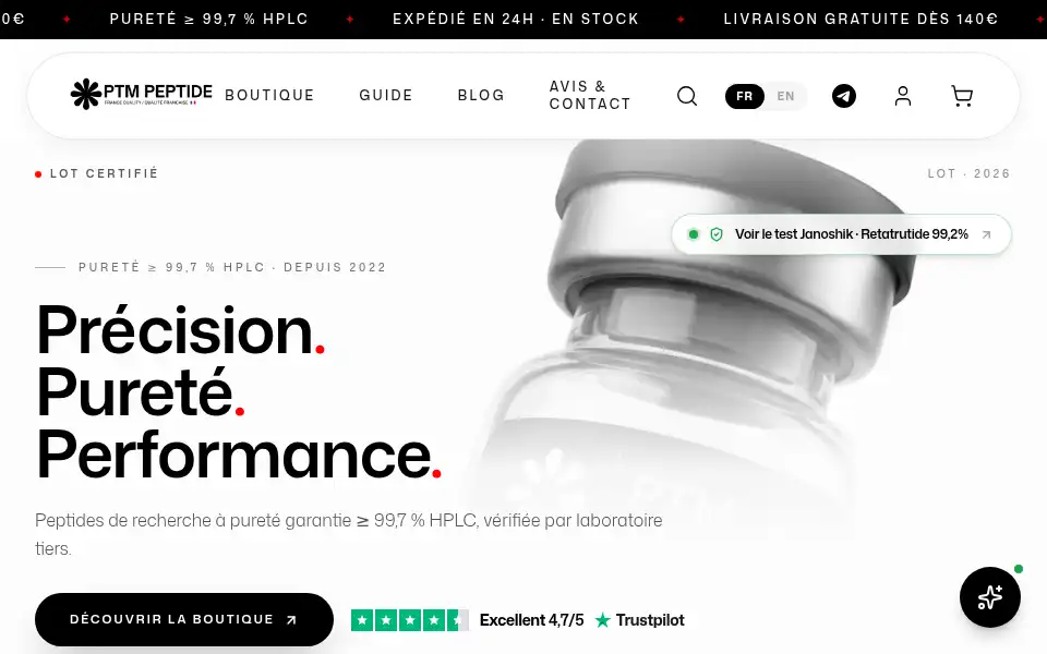 Screenshot of ptm-peptide.com
