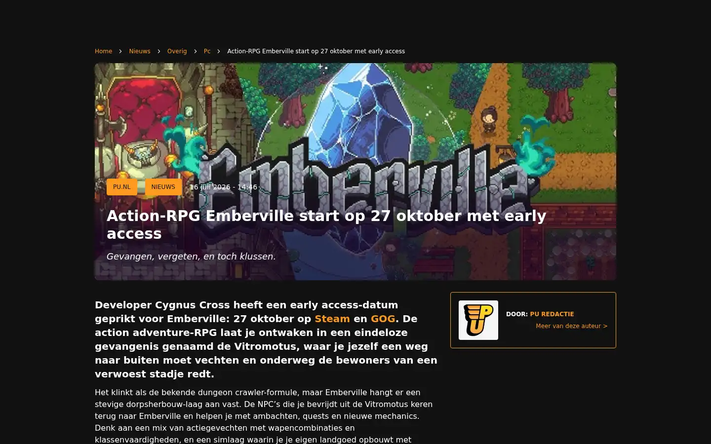 Screenshot of pu.nl