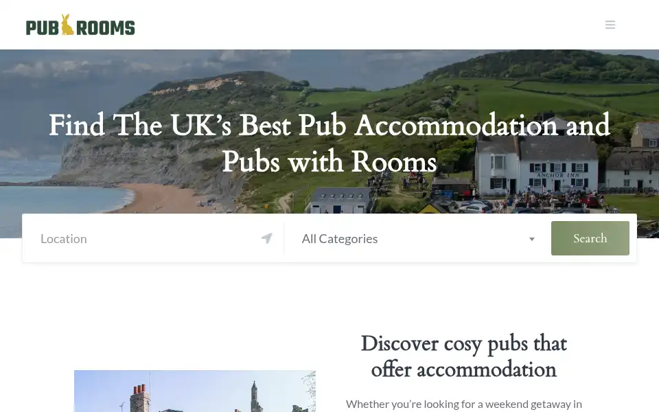 Screenshot of pub-rooms.co.uk